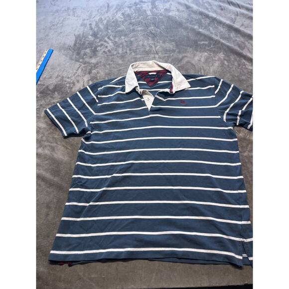 Vtg Tommy Hilfiger Striped rugby  Polo Shirt Men's Medium‎ Short Sleeve Logo - Picture 1 of 7